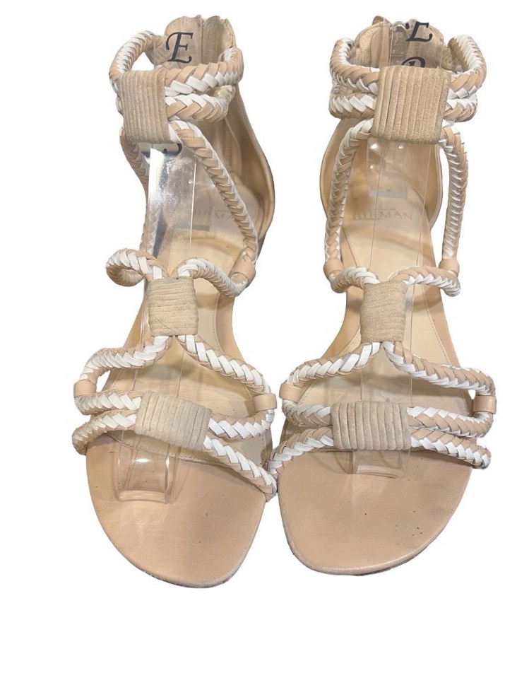 Alexandre Birman Braided Strappy Sandals In Beige And White